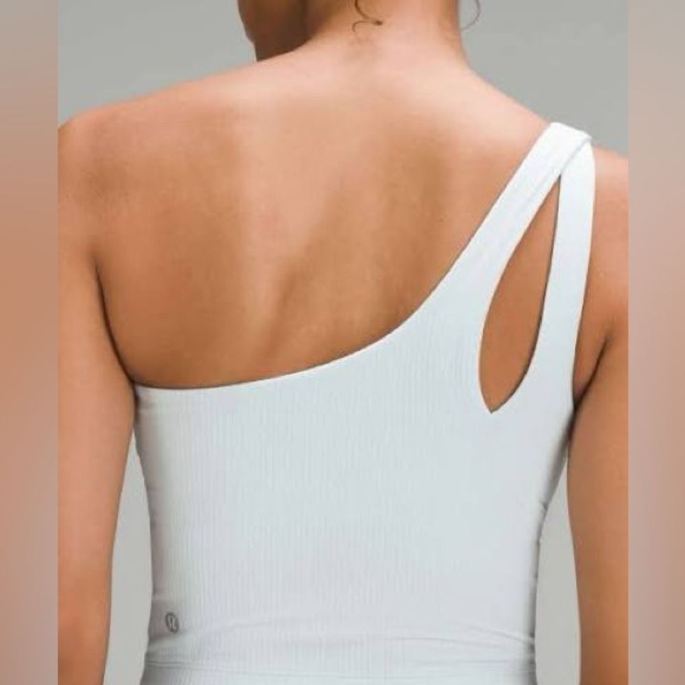 Lululemon Ribbed Nulu Asymmetrical Yoga Tank Top in White Size 2 - Picture 12 of 12